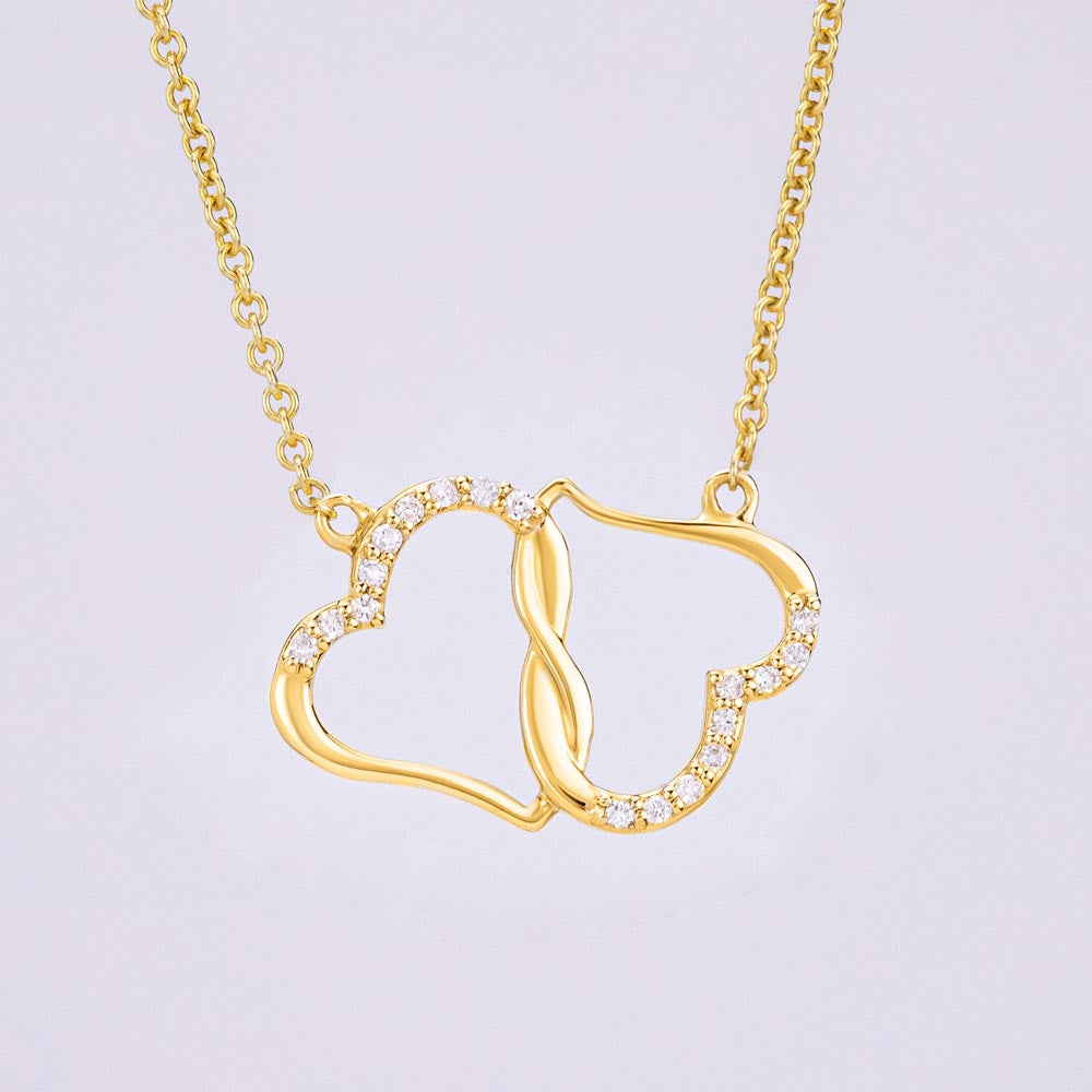 "My Love" | Love Linked Hearts Necklace (Gold & Diamonds)