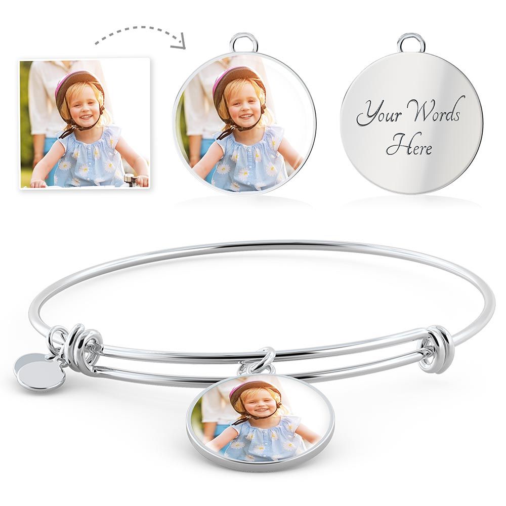 Custom Image & Engraving | Circle Pendant Bracelet (Personalize)