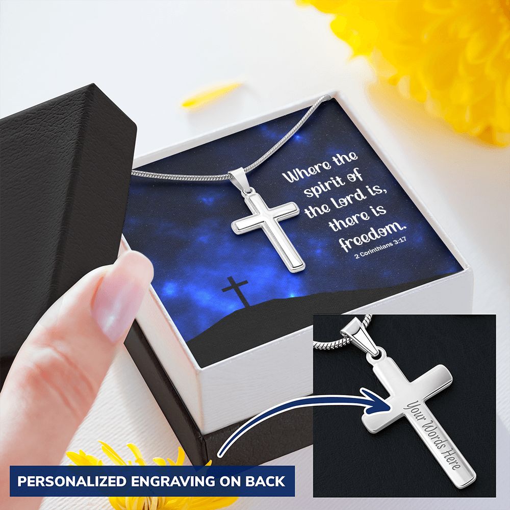 "Freedom" | Cross Pendant Necklace (Personalize)