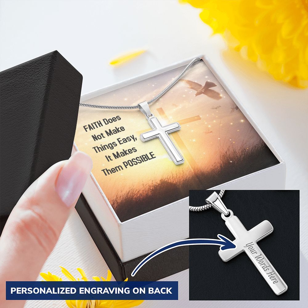 "Faith" | Cross Pendant Necklace (Personalize)
