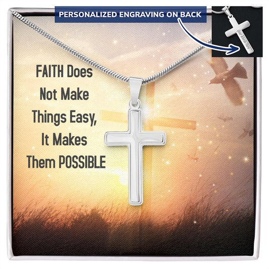 "Faith" | Cross Pendant Necklace (Personalize)