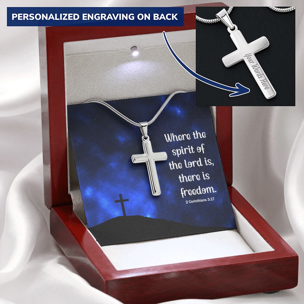 "Freedom" | Cross Pendant Necklace (Personalize)