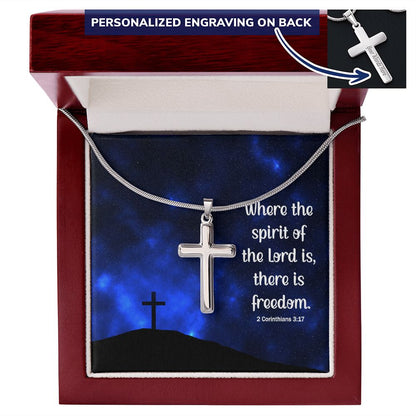 "Freedom" | Cross Pendant Necklace (Personalize)