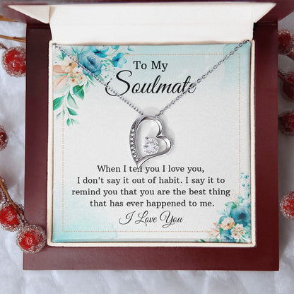"To My Soulmate" | Crystal Clear Heart Necklace