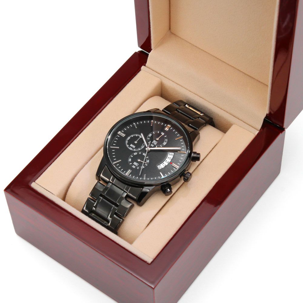 "I Love You" Engraved | Black Chronograph Watch