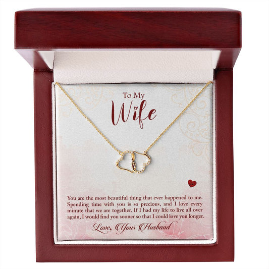 "To My Wife" | Love Linked Hearts Necklace (Gold & Diamonds)