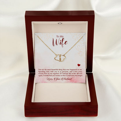 "To My Wife" | Love Linked Hearts Necklace (Gold & Diamonds)