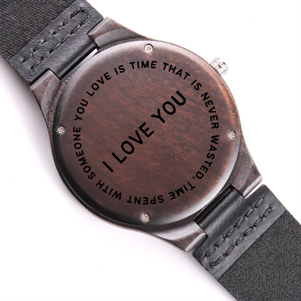 "I Love You" Engraved | Natural Wood Watch