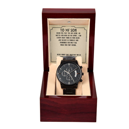 "To My Son" | Black Chronograph Watch
