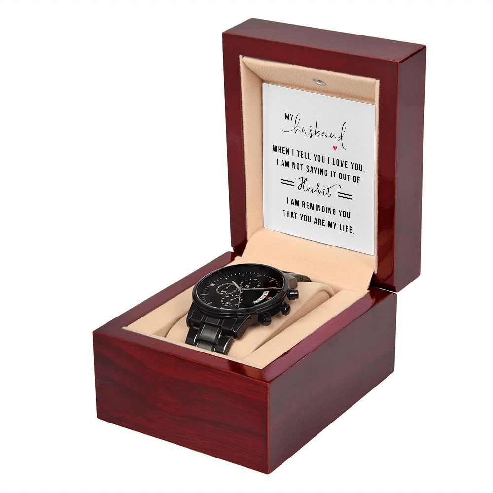 "My Husband" | Black Chronograph Watch