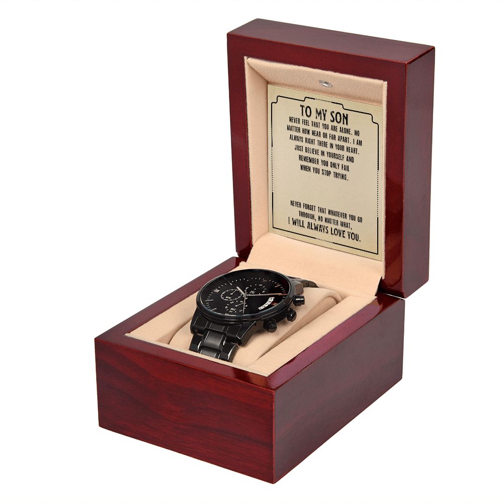"To My Son" | Black Chronograph Watch