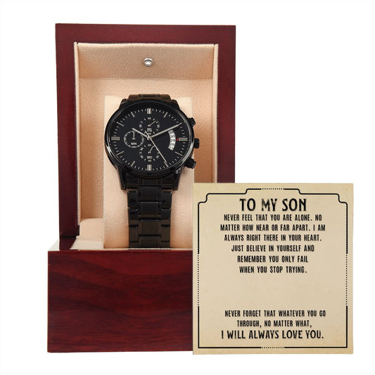 "To My Son" | Black Chronograph Watch