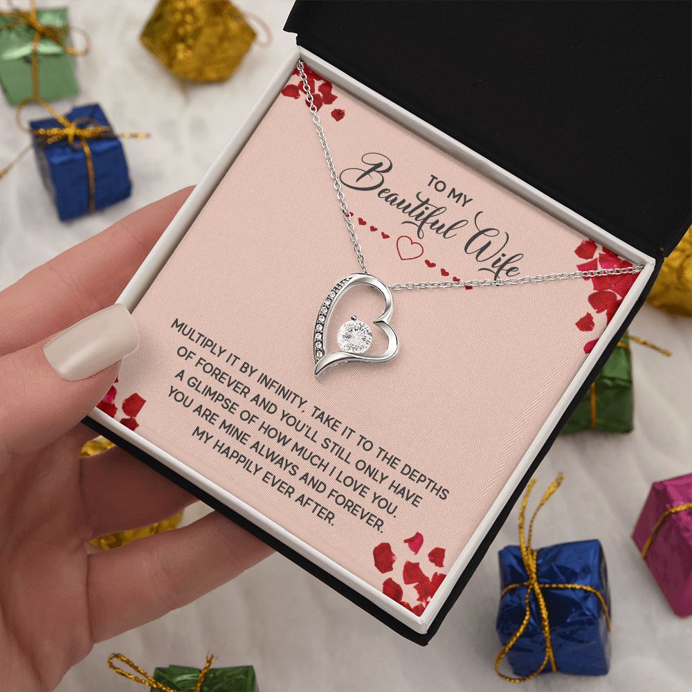 "To My Beautiful Wife" | Crystal Clear Heart Necklace
