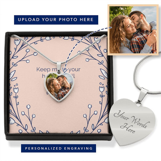 Custom Image & Engraving | Heart Pendant Necklace (Personalize)