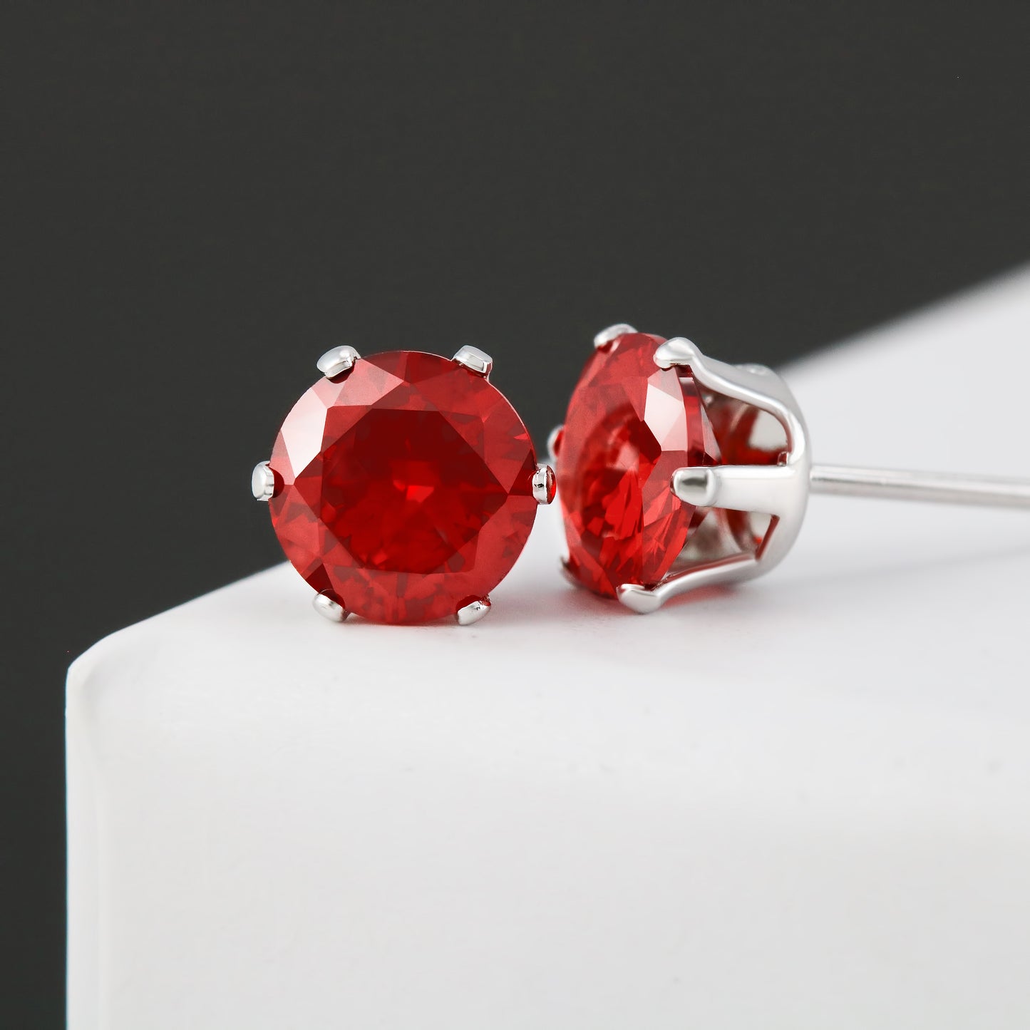 Ruby Red Cubic Zirconia Earrings